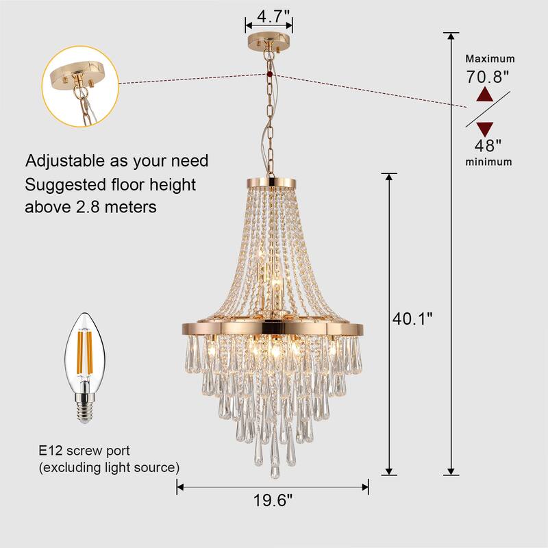 Modern Gold Crystal Chandeliers, Contemporary Luxury Pendant Ceiling Lighting Fixture, Round Gold Crystal Pendant Lighting