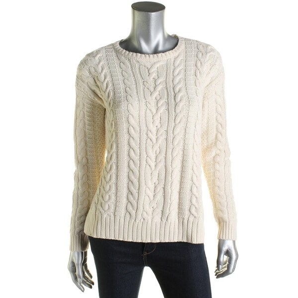 Lauren Ralph Lauren Womens Pullover Sweater Ribbed Trim Jewel Neck