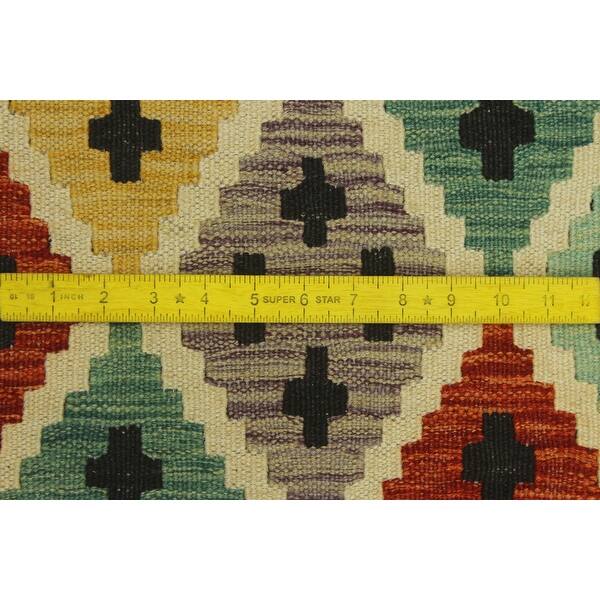 Hand-Woven Sangat Kilim Faranak Lt. Blue/Orange Rug - 5'10