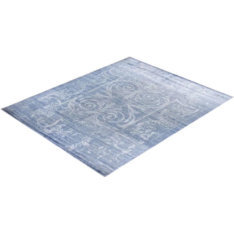 Modern One-of-a-Kind Hand-Knotted Area Rug, Blue - 8' 1" x 10' 1"
