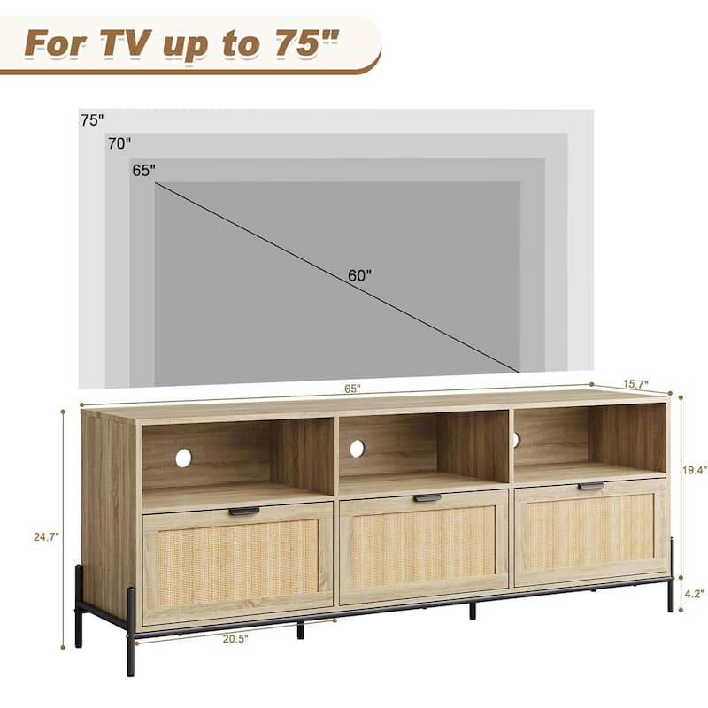65 Inch Console Table TV Stand Entertainment Center with Storage for Living Room, Bedroom - N/A
