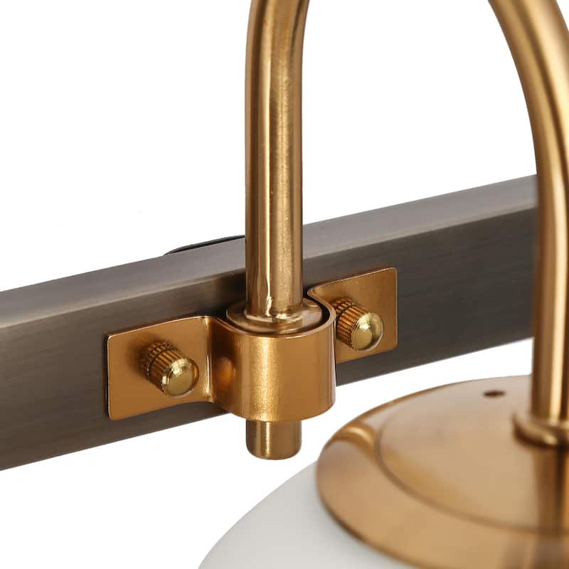Aladari Modern Gold 4-Light Bathroom Vanity Light Opal Glass Globe Wall Sconces - Plating Gold - L33"*H8.3"