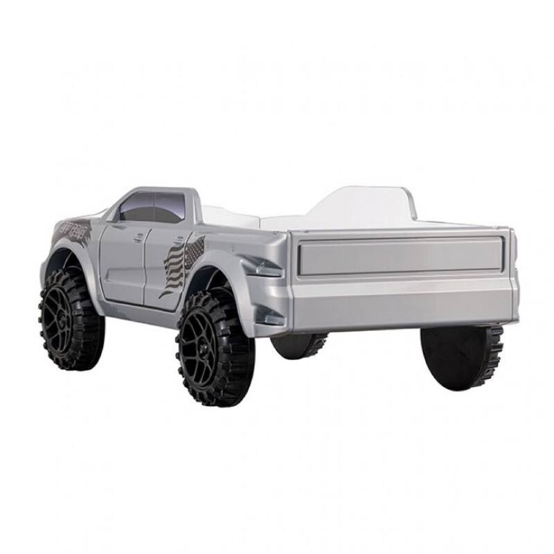 Tonie Truck Twin Bed, Interactive Lights and Sound Effects, Gray ABS