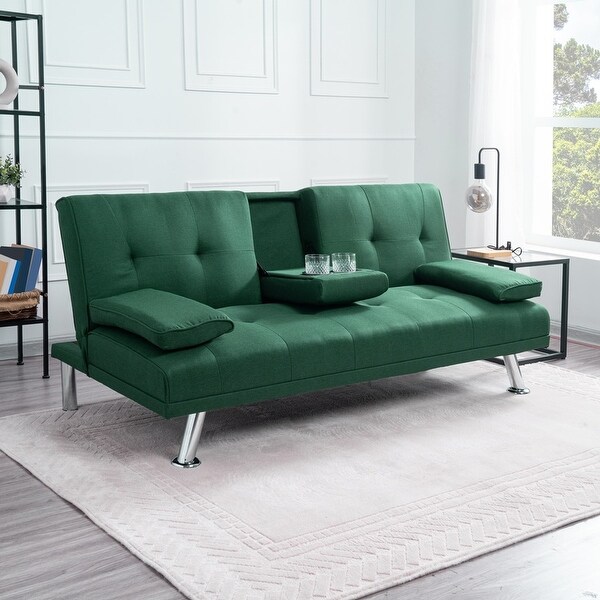 Futon Sofa Bed Couch with Armrest Cupholders Faux Leather Sofa Bed Couch Convertible Folding Reclining Small Couch On Sale Bed Bath Beyond 35865470