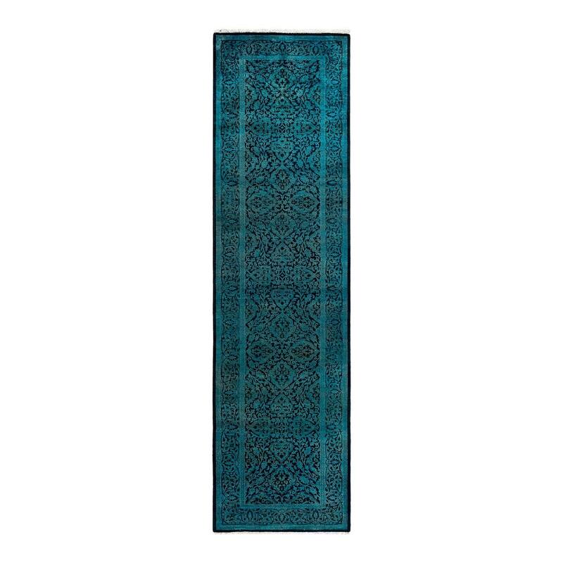 Contemporary Overdyed Wool Hand Knotted Runner - 2' 8" x 9' 10"
