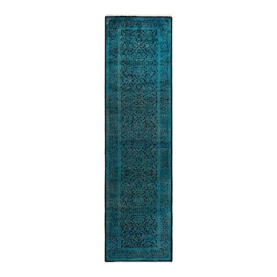 Contemporary Overdyed Wool Hand Knotted Runner - 2' 8" x 9' 10"