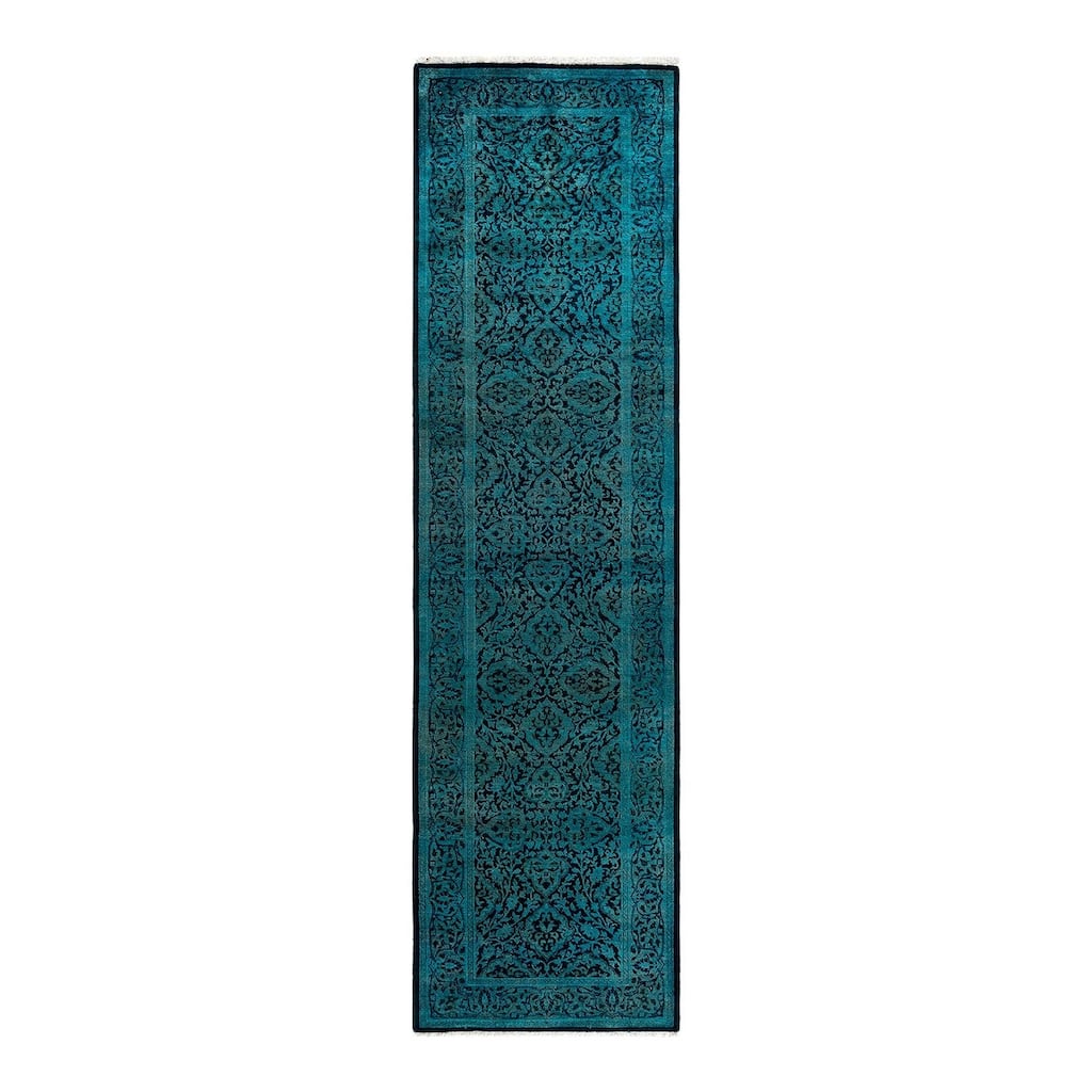 Contemporary Overdyed Wool Hand Knotted Runner - 2' 8" x 9' 10"