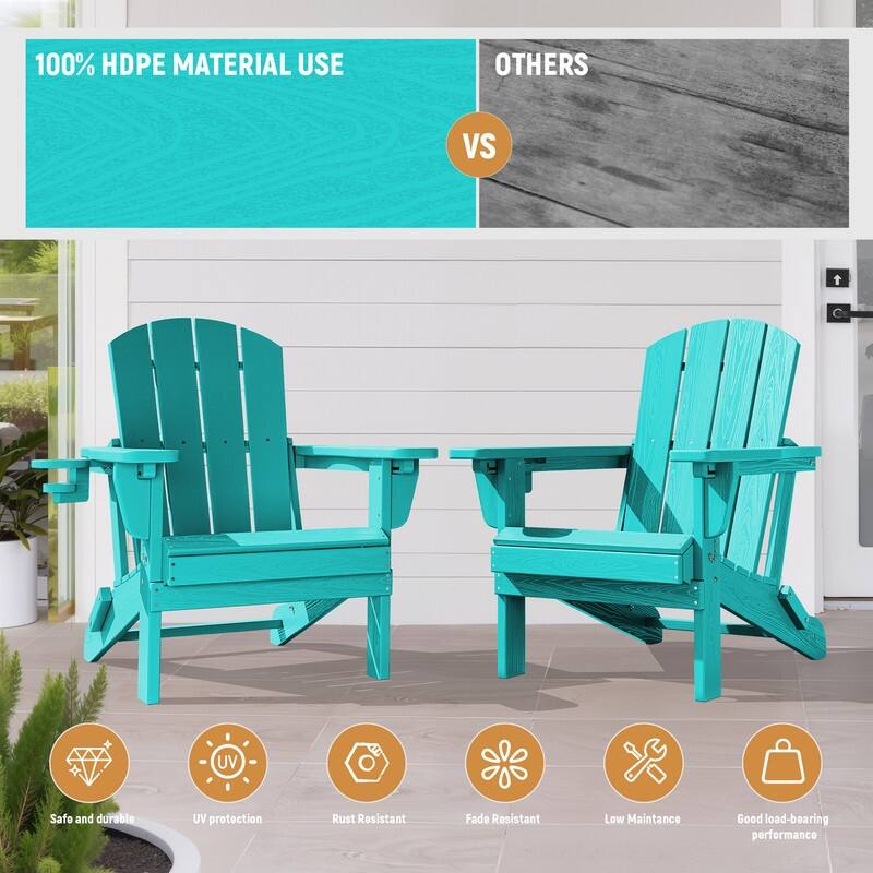 3-Position Reclining Folding Outdoor Chair – PE Wood Grain, Weather-Resistant