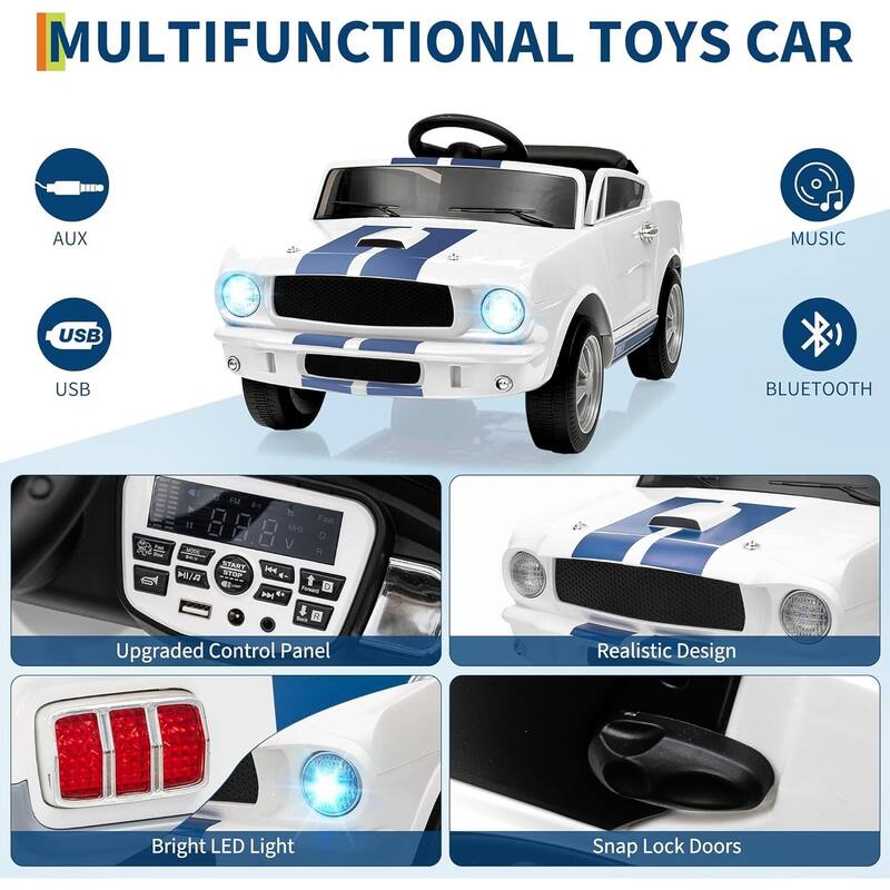 12v Electric Vehicle Licensed Shelby GT350 Ride on Car Toy for Kids Best Gifts