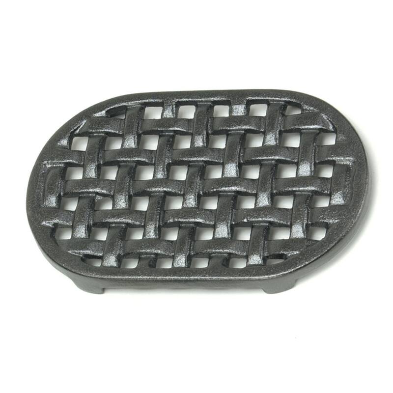 Minuteman International Oval Cast Iron Lattice Trivet, 6.5 Inch Diameter, Black