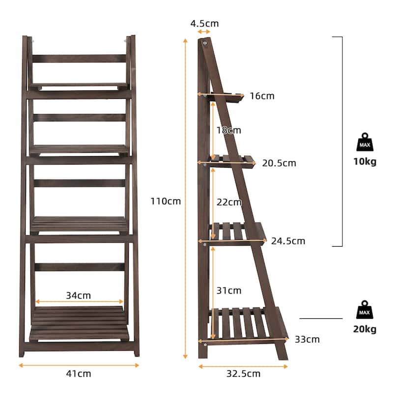 ARTLOGE Ladder Shelf,4-Tier Bookshelf, Storage Rack, Plant Rack Living Room, Home Office, Kitchen, Bedroom, Industrial Style