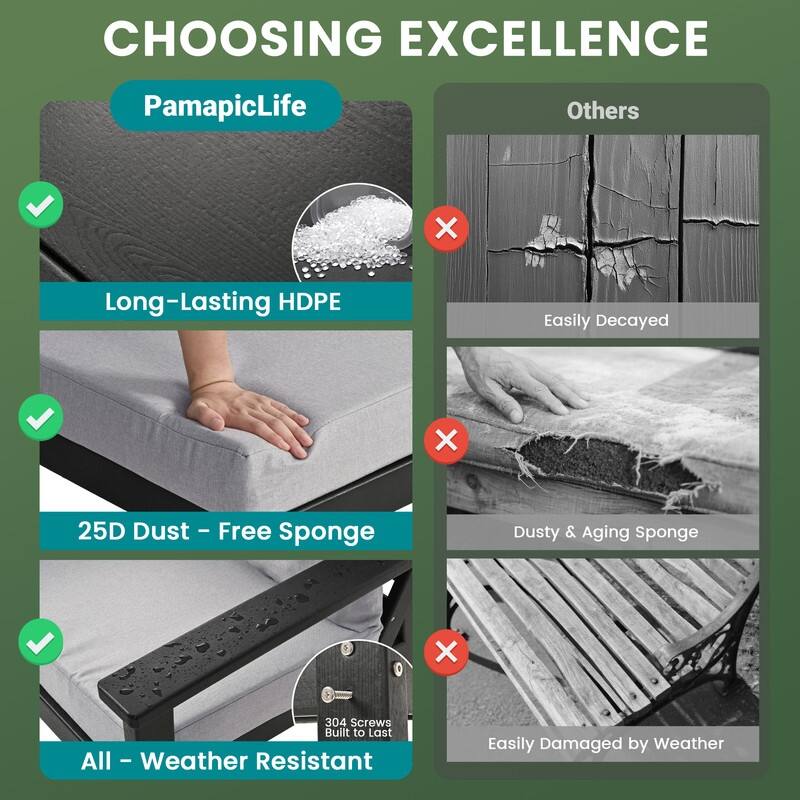 7-Piece HDPE Patio Conversation Seating Set with Cushions - 7-Pieces