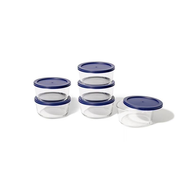 Glass Food Storage Containers Set - Round, 2-Cup (16oz) BPA-Free, Microwave & Oven Safe, Airtight Lids