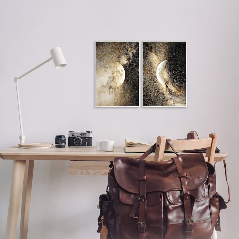 Stupell Moons with Starry Nebulas Wall Plaque Art Design By Gemma Bardot (Set of 2)