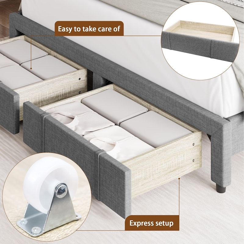 Bed Frame with 2 Storage Drawers