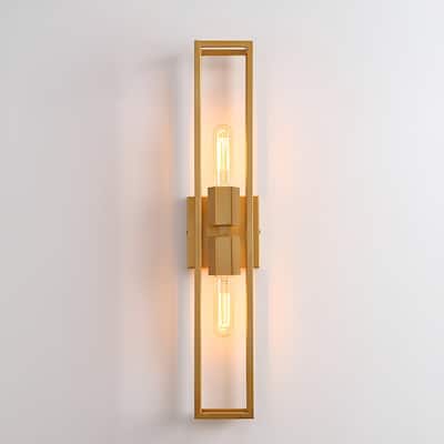 2 - Light Metal Frame A-Frame Sign Holder Wall Scone Symmetrical Geometric Vanity Light - N/A