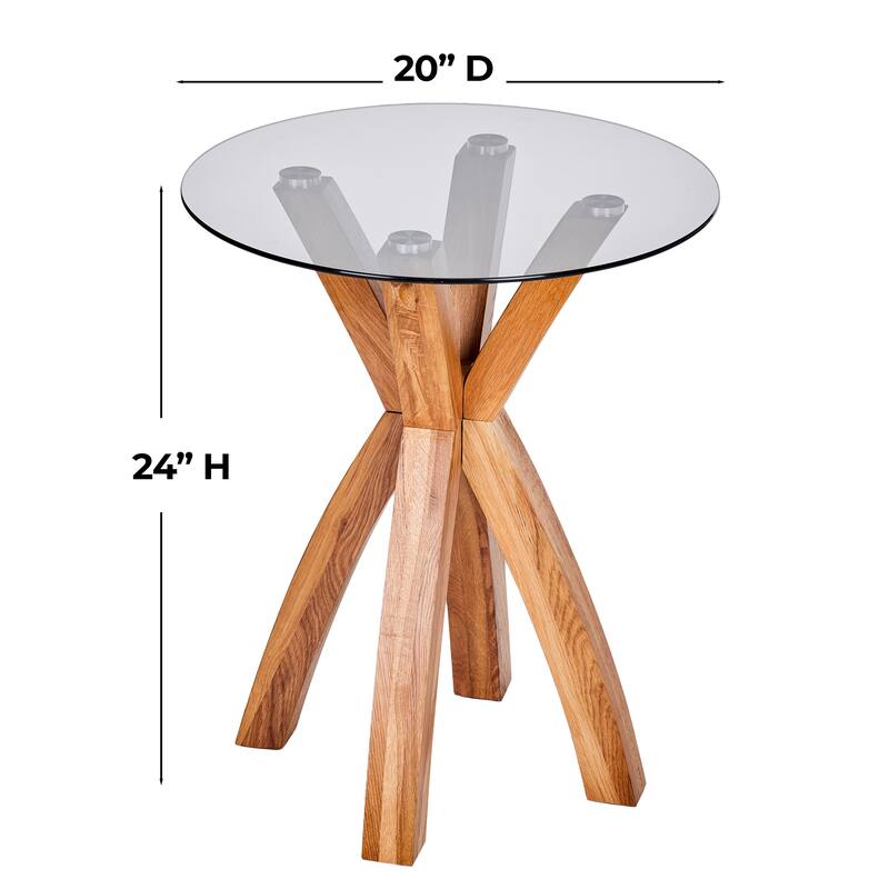 Modern Nesting Table Glass End Table with Criss Cross Base 24" Round