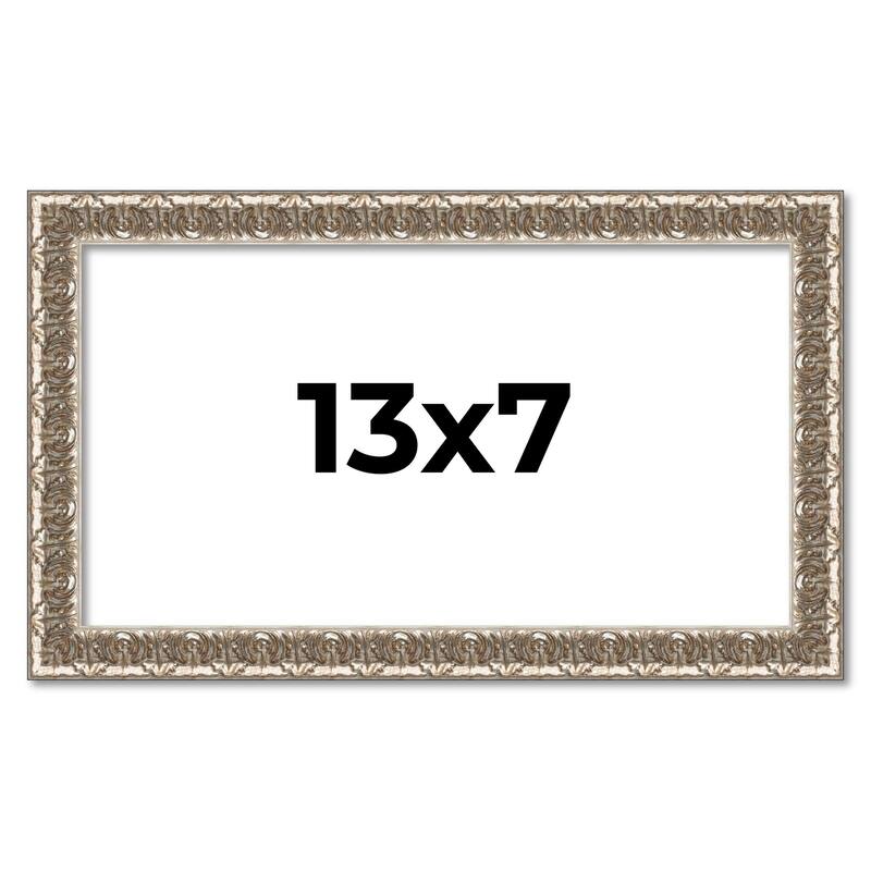 13x7 Frame Silver Versailles Ornate Solid Wood Picture Frame | 1 Inch
