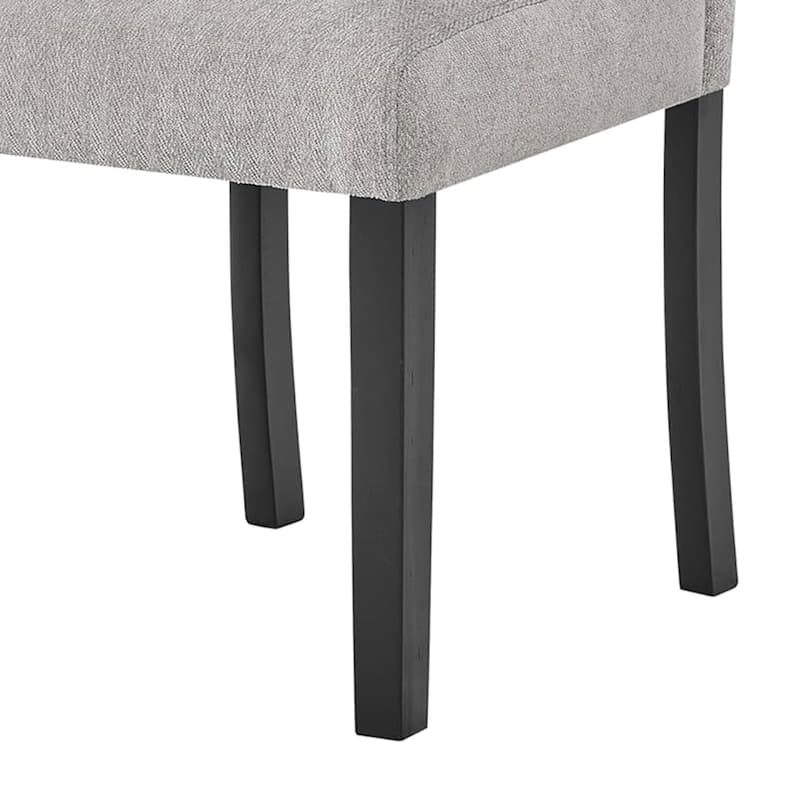 Figu Set of 4 Dining Chair, Brown-Gray Fabric Seating, Black Wood Legs