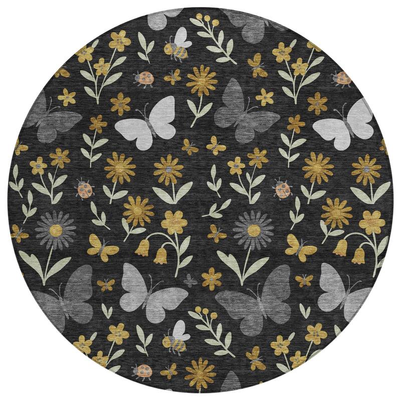 Machine Washable Indoor/ Outdoor Whimsy Butterfly Chantille Rug
