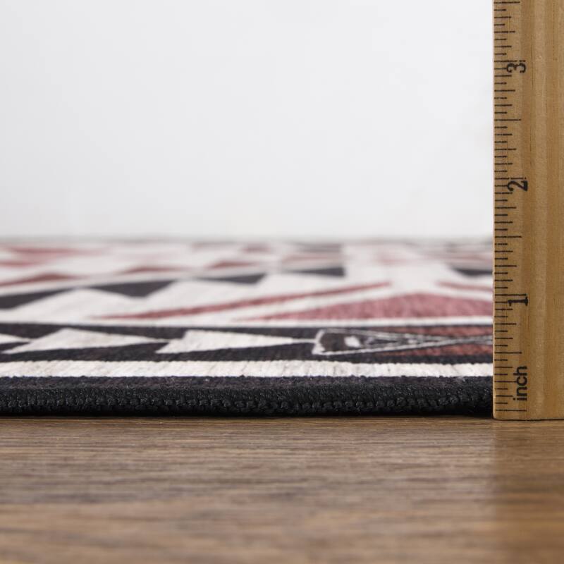Abani Rugs Molana Southwestern Cream Charcoal Red Area Rug