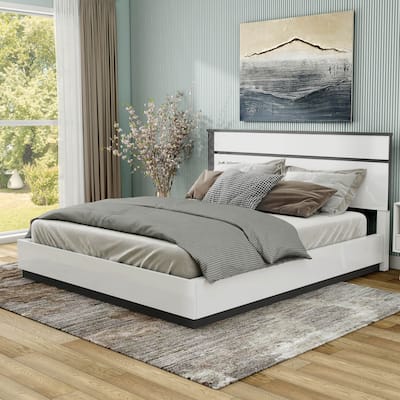 Conjira Contemporary White Wood Platform Bed by Furniture of America