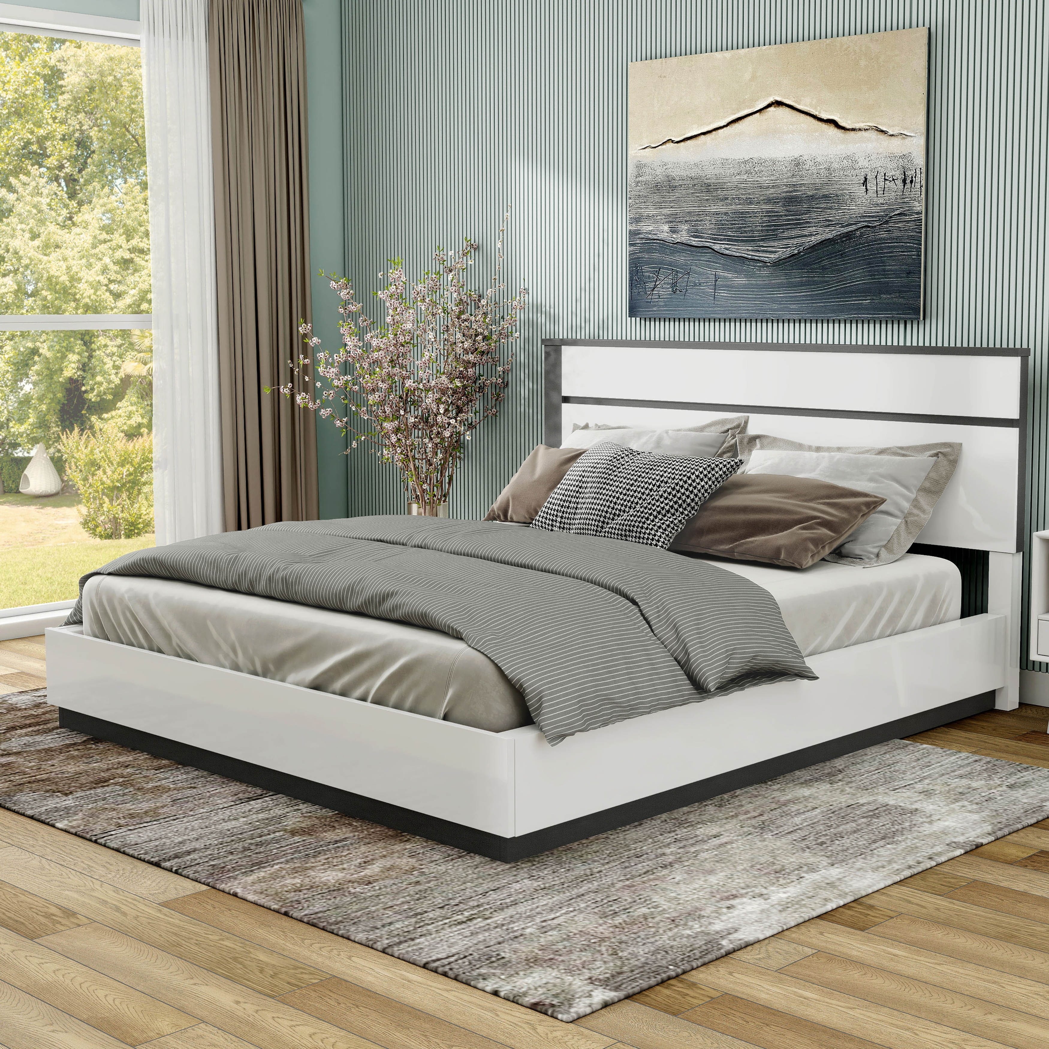 Furniture of America Conjira Contemporary White Wood Platform Bed