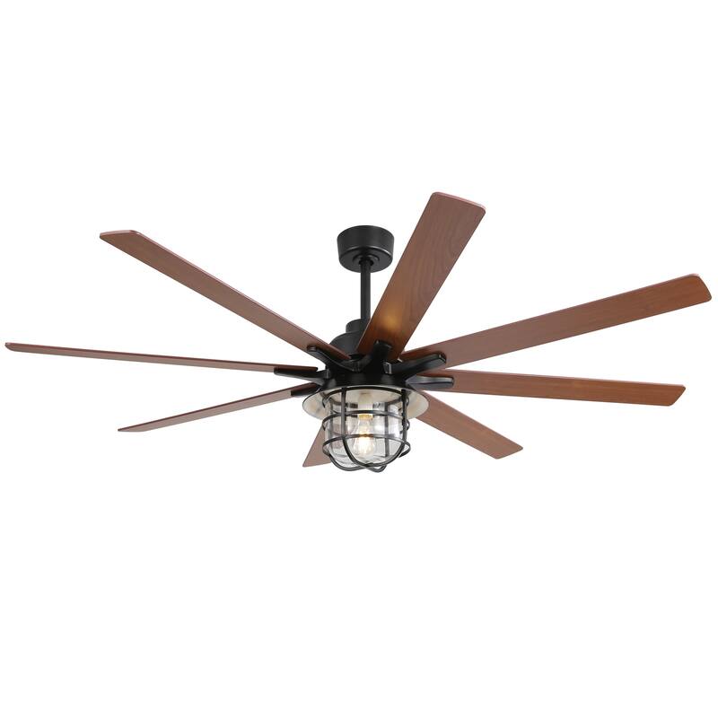 Farmhouse 66 Inch Large Ceiling Fan with Light & Remote Control, Two-Color Blade Ceiling Fan, 6 Speeds Reversible DC Motor