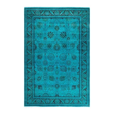 Contemporary Overdyed Wool Hand Knotted Area Rug - 6' 2" x 9' 4"