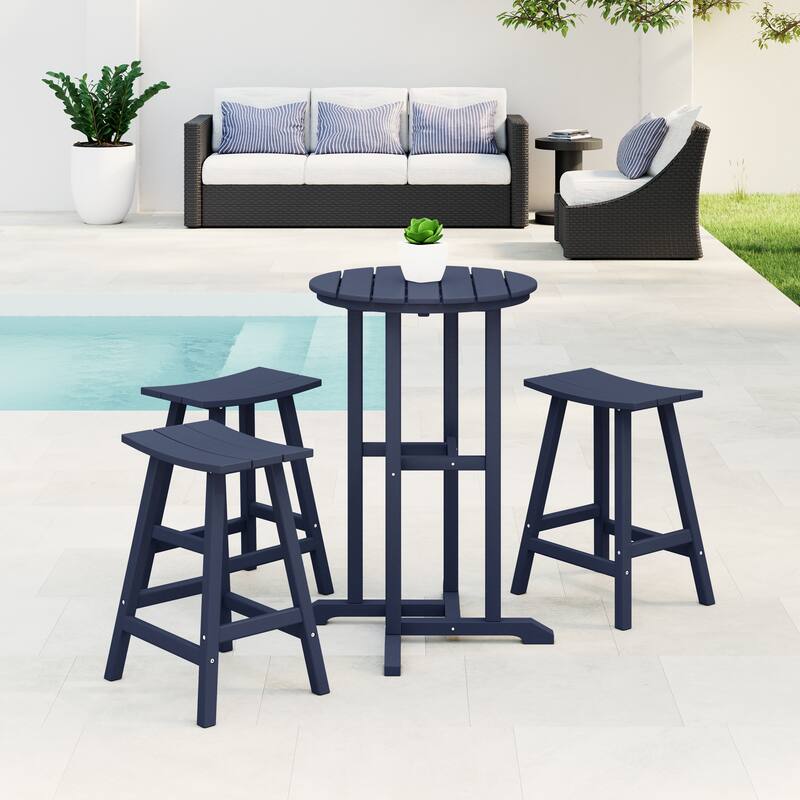 Laguna Hdpe All Weather Outdoor Patio Bistro Counter Set (4-Piece Set) - Navy Blue