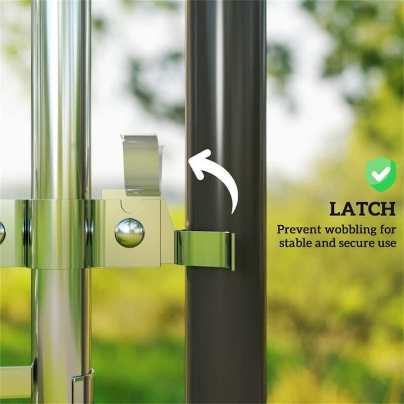 Silver Galvanized Steel Garden Gate with Latch and Hinges for Outdoor Fence Openings - 26"-47.2" W x 70.9" H