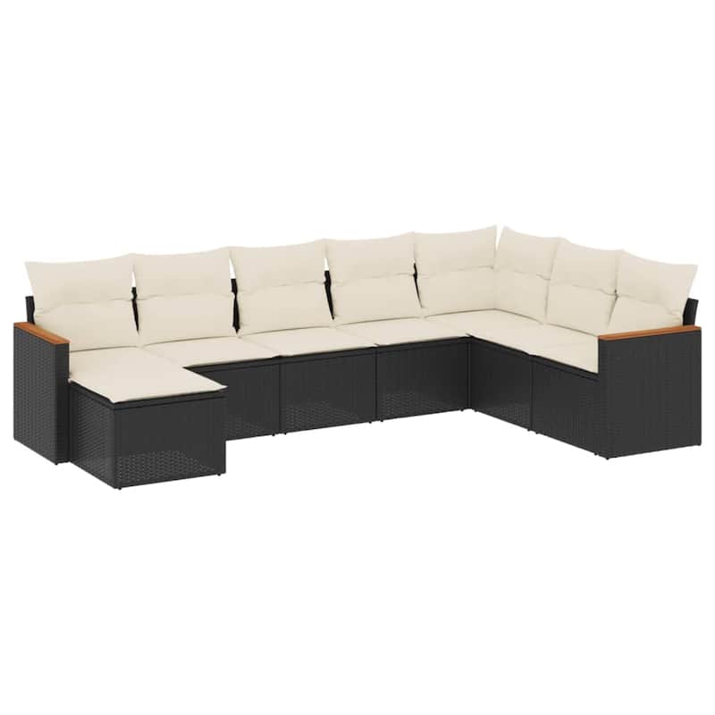vidaXL Patio Sofa Set with Cushions Outdoor Conversation Furniture Poly Rattan - 21.7 x 21.7 x 14.6 in