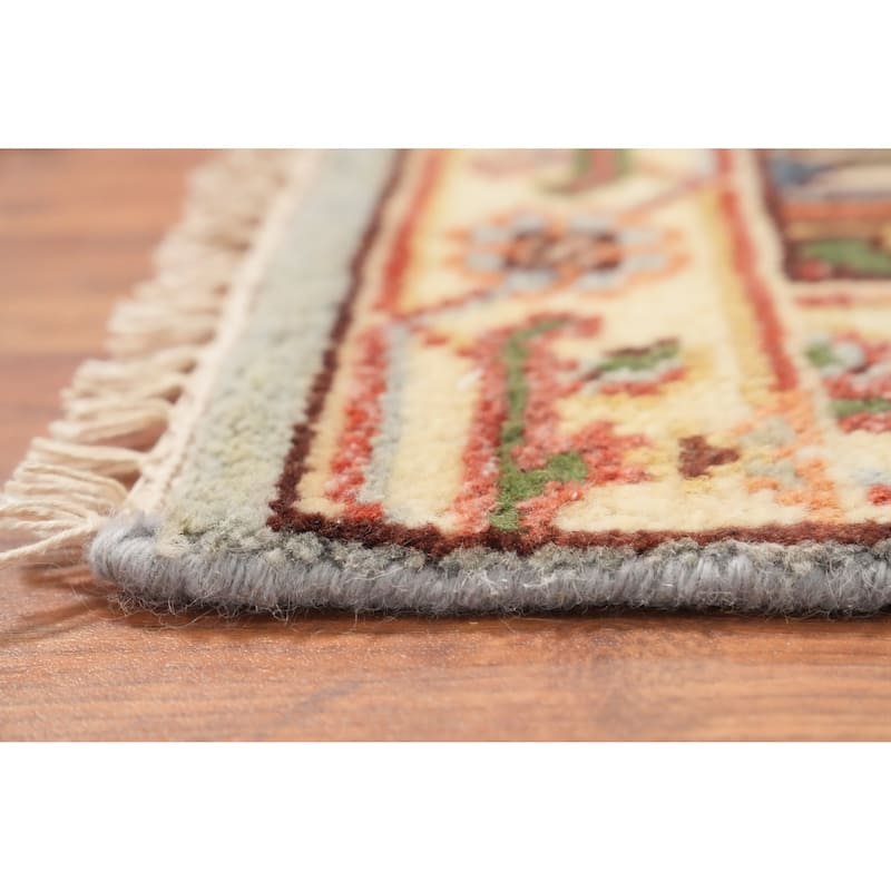 Hand Knotted Oriental 100% Wool Carpet Traditional Medallion Navy Blue & Blues Heriz (serapi) Area Rug - 3' 0'' X 2' 0''