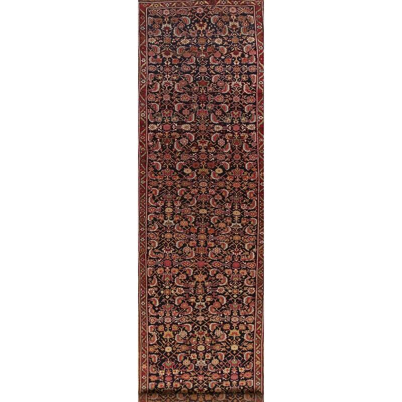 Vegetable Dye Karabagh Persian Antique Runner Rug Handmade Wool Carpet - 3'8" x 19'8"