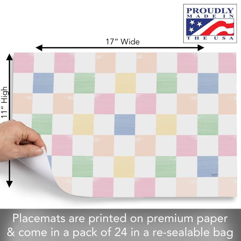 Spring Jump 24 Sheet Reusable Premium Paper Stock Placemats in Resealable Storage Bag Made in The USA 17" x 11"