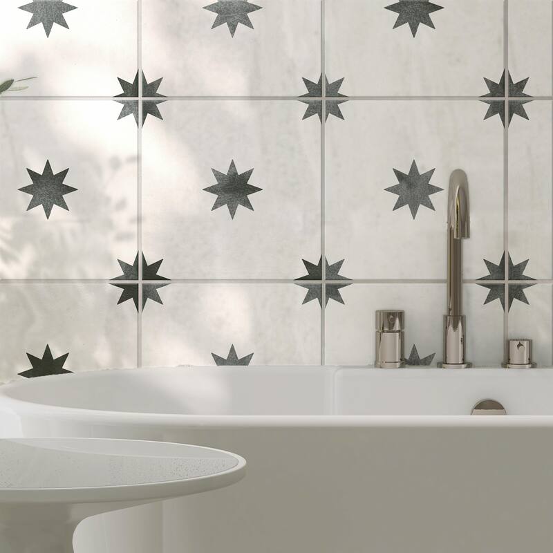 Merola Tile Starlight White 17-3/8" x 17-3/8" Porcelain Floor and Wall Tile
