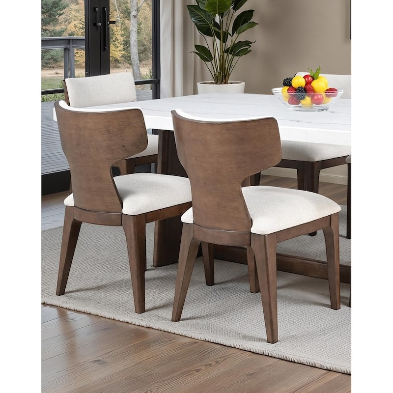 Curved Backrest Side Chairs Set Modern Brown Finish