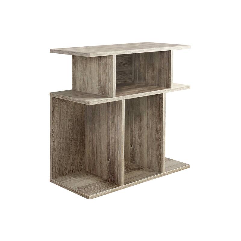 24" Rectangular Wood End Table with Six Open Shelves Perfect for Living Room or Office - 23.75”H x 11.75”W x 23.75”D - Taupe