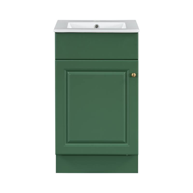 Bathroom Vanity with Ceramic Sink, Small Bathroom Sink Cabinet with Storage Rack, Bathroom Cabinet with Adjustable Shelf