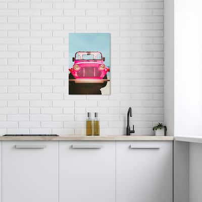 Wynwood Studio Canvas Transportation The Adventure Car Pink and Neon Pink Modern & Contemporary Wall Art Canvas Print