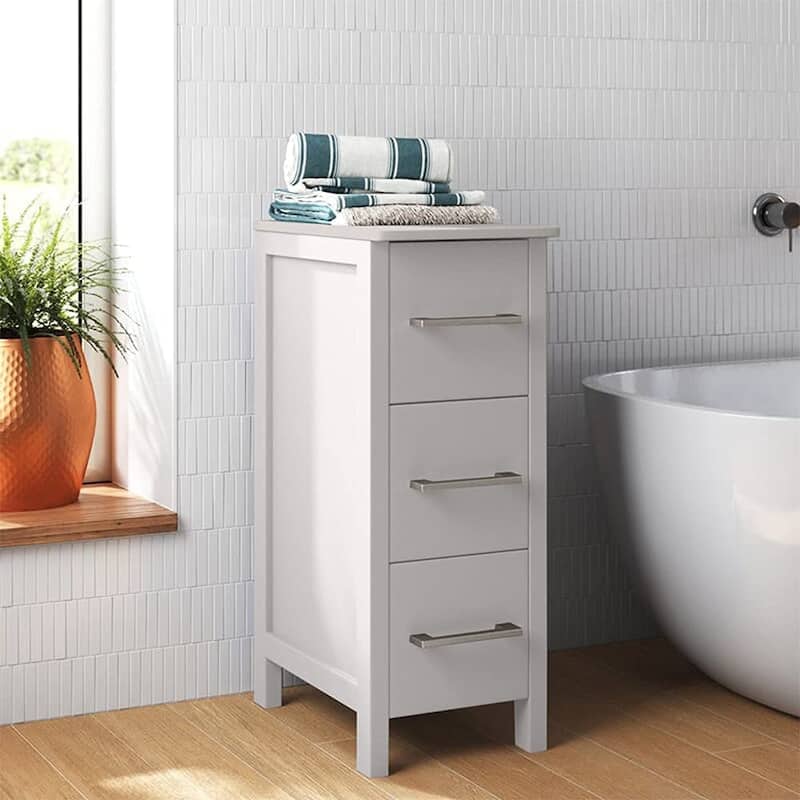 Vanity Art 12-Inch Bathroom Vanity Cabinet 3 Drawer Side Storage Organizer Freestanding Single Vanity Bedroom/Bathroom/Entryway