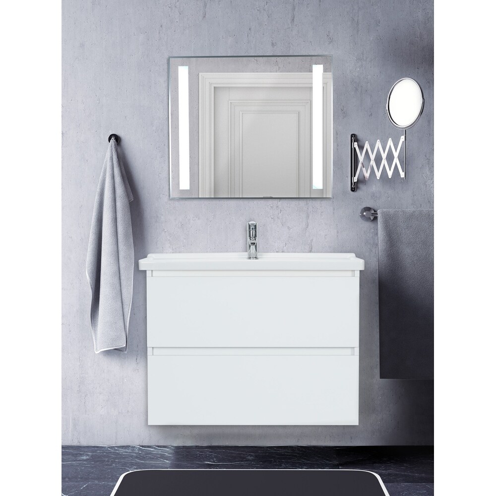 32 White Corner Sink Vanity Travertine Stone Top Bathroom Single