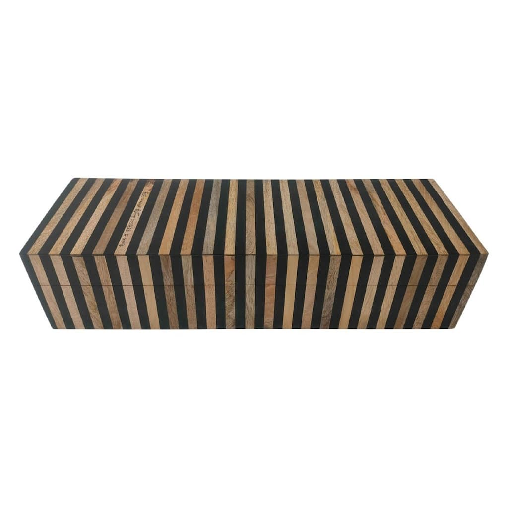Striped Rectangular Tiles Storage Box - 12" - Brown and Black