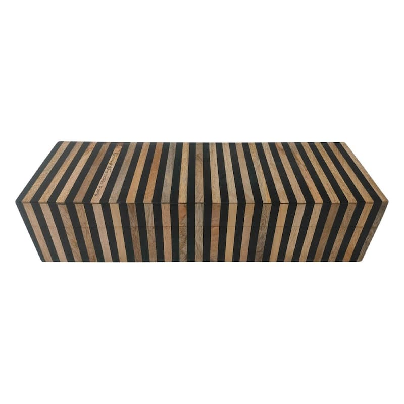 Striped Rectangular Tiles Storage Box - 12" - Brown and Black