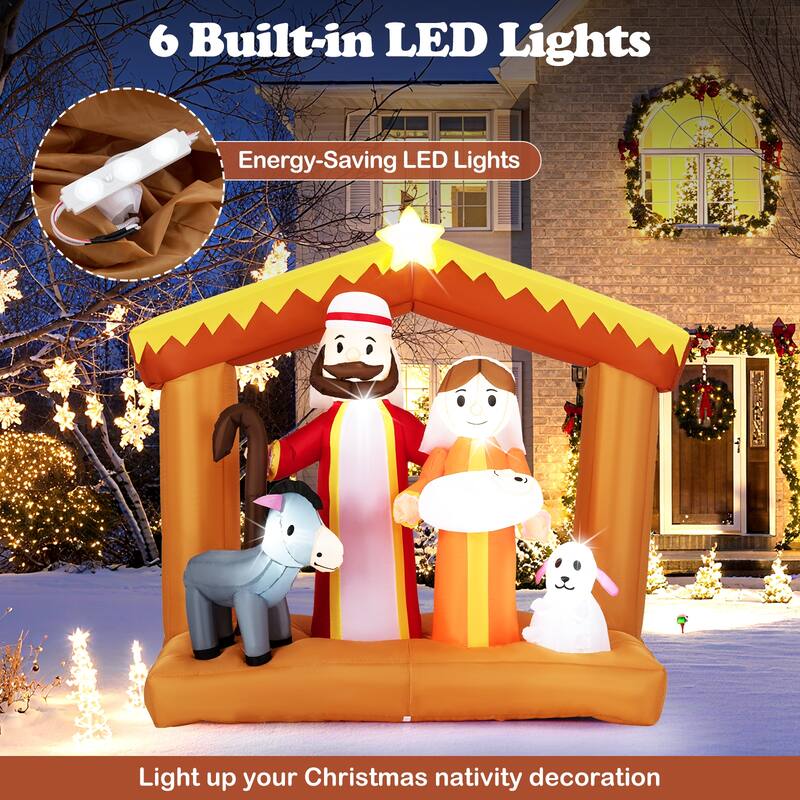 Multi-Color Polyester Christmas Inflatable Nativity Scene with LED Lights