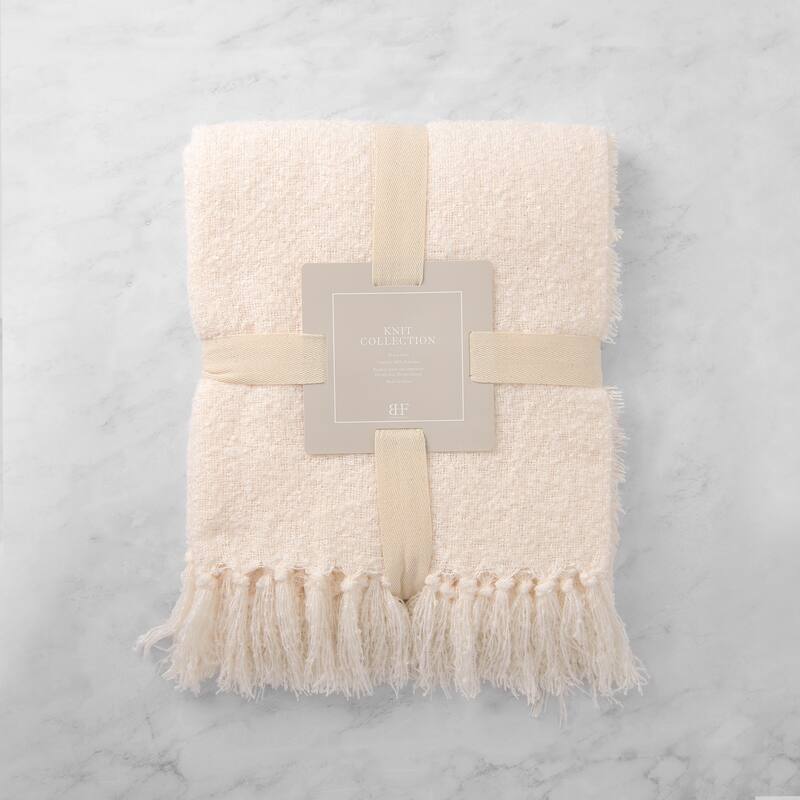 Aurora Home Plush Touch Fringe Throw - IVORY - 60"