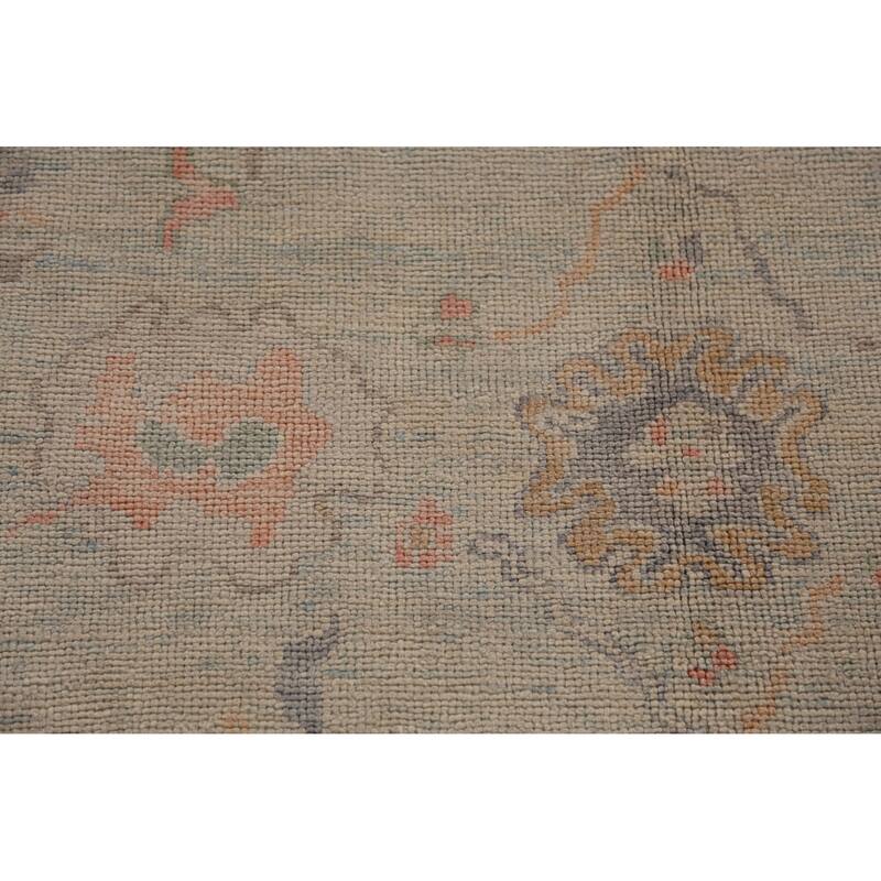 Hand Knotted Oriental 100% Wool Carpet Transitional All-Over Beige & Ivories Oushak Area Rug - 11' 4'' X 8' 4''