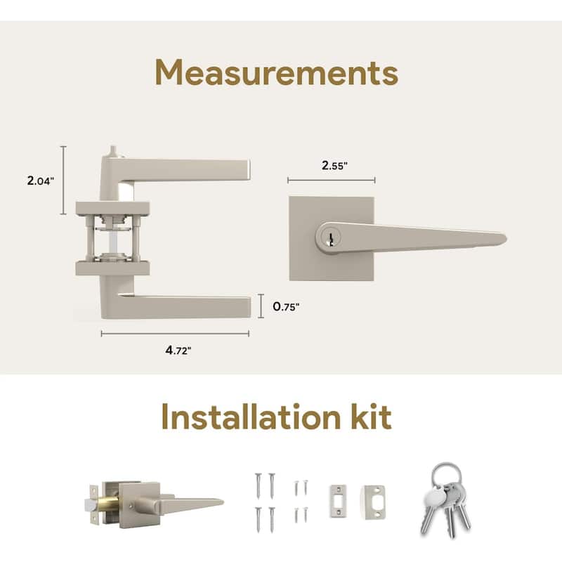 Mega Handles - SCHEIN Entrance Lever I Lever Door Lock Handle I Fits All Standard Door Sizes I Reversible Handing