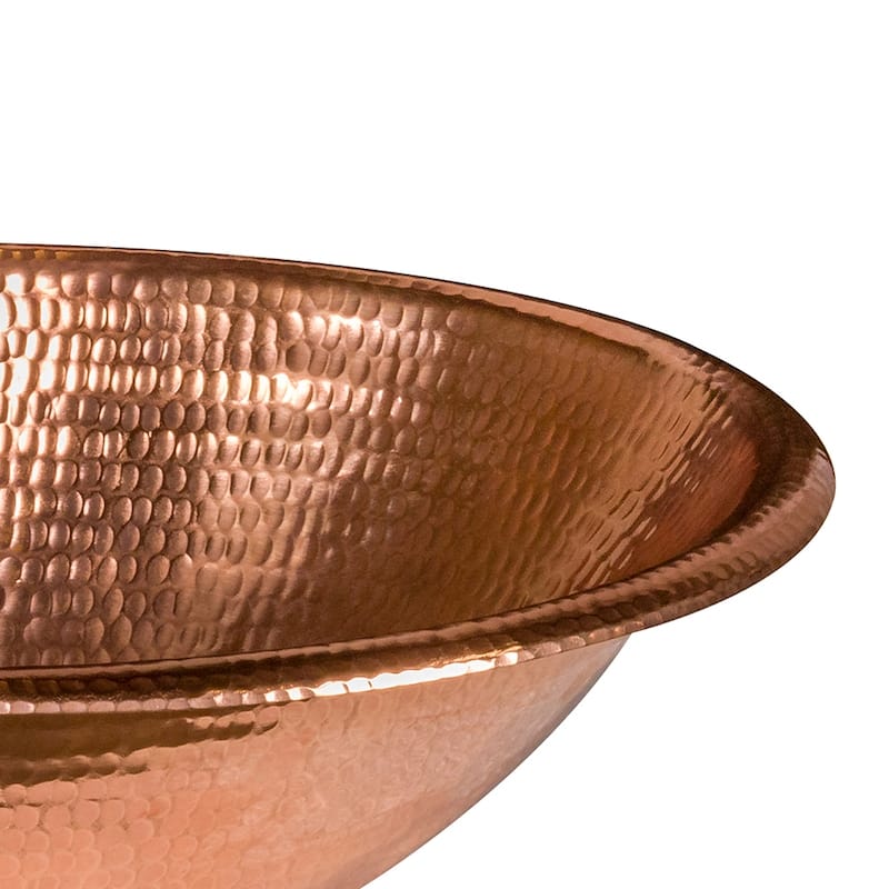 17-in Oval Self Rimming Hammered Copper Bathroom Sink in Polished Coppern (LO17RPC)