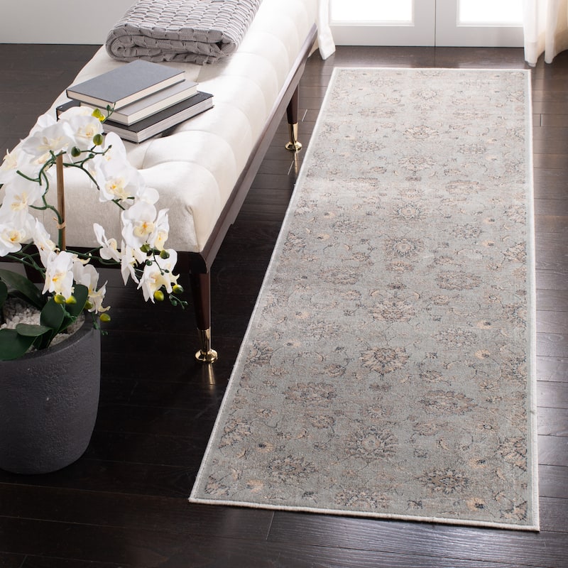SAFAVIEH Vintage Norma Oriental Viscose Rug - 2'2" x 8' Runner - Light Blue/Grey